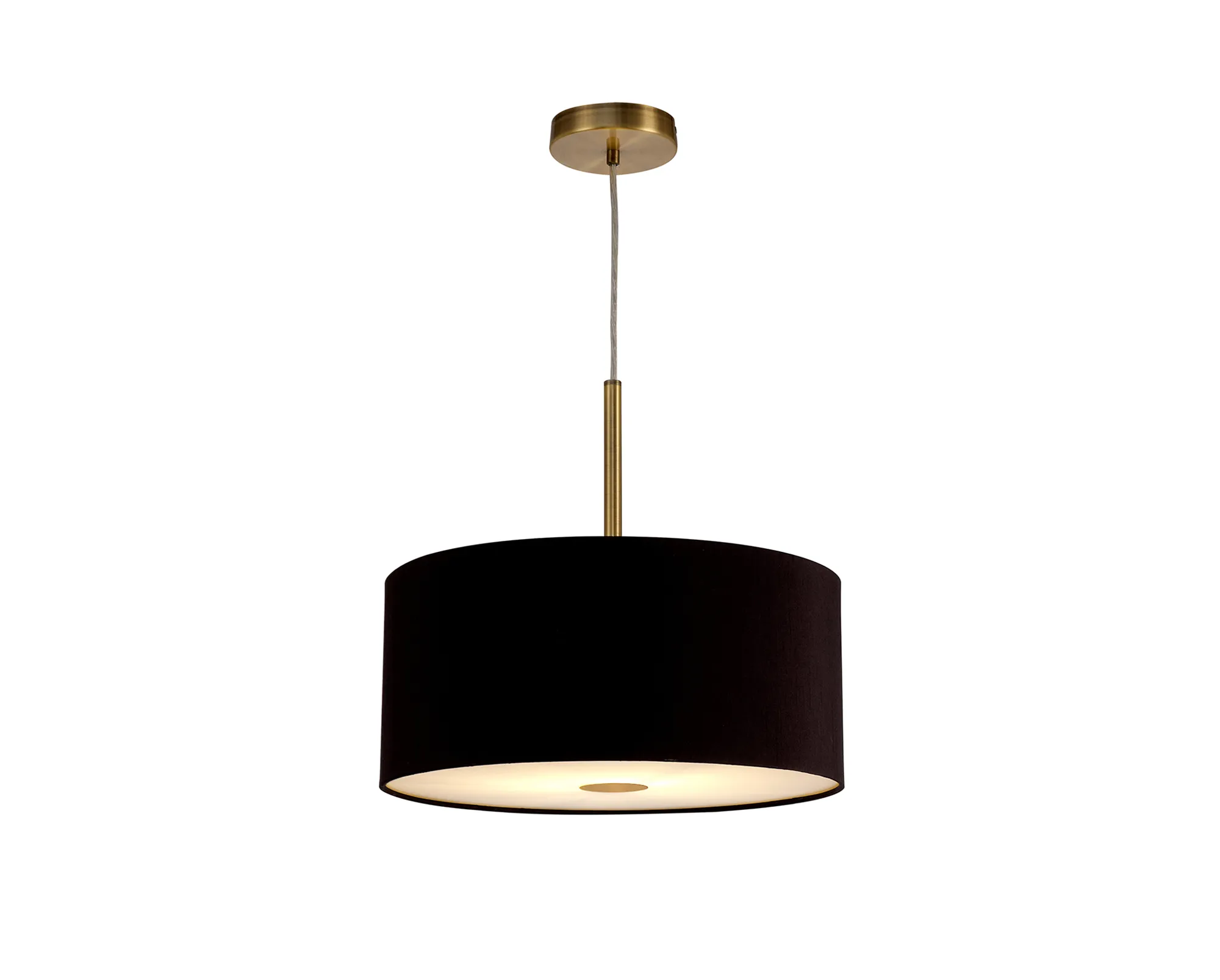 Baymont 40cm Pendant 1 Light Antique Brass, Midnight Black/Green Olive, Frosted Diffuser DK0219  Deco Baymont AB BL/GR